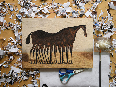 After Eddowes Turner, studio collage equestrian equine horse horses illustration legs studio