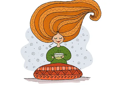 Coffee Time adobe fresco art coffee cozy design dreams female girl graphic design illustration logo morning time vector vector illustration woman