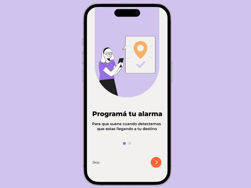 UX UI - Wakeme App - Onboarding alarm alarm clock alarma aplicación dcu empty state map map alarm mobile app movil onboarding product design transporte tutorial ubicacion ubication ui user experience ux wake up