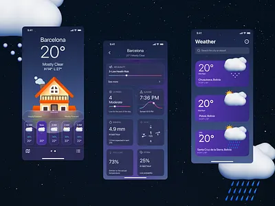 Weather app 3d figma ios ui uiux ux