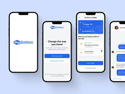 Skychatters - Connect with people even before you fly airplane app app design chat clean design flight interface minimal mobile app plane sky ticket travel traveling ui ui ux user experience user interface ux
