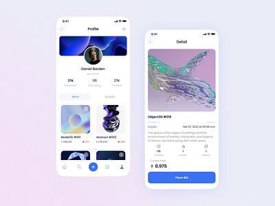 NFT Mobile App iOS - User Profile | Daily UI #006 app app design crypto daily 006 daily ui daily006 dailyuichallenge design ios mobile mobile app nft nft marketplace nft profile token ui user interface user profile ux ux ui design