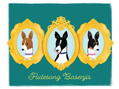 Flutesong Basenjis basenji character cute design dog graphic design illo illustration portrait procreate puppy