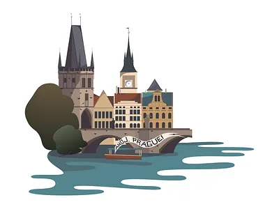 Ahoj, Prague! architecture architecture illustration branding czech republic design flat design graphic design illustration logo prague prague vector travel travelling ui vector