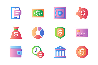 Banking Color Icons app banking color colorful design finance flat graphic icon icons logo mobile pack payment pictogram set site vector web website