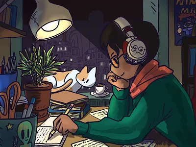 How Your Environment Impacts Your Writing colour illustration lofi study