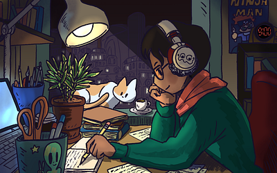 How Your Environment Impacts Your Writing colour illustration lofi study