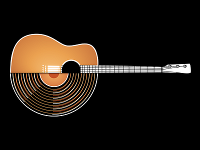 Vintage Guitar and Vinyl Duo acoustic guitar illustration guitar and record graphic guitar and vinyl graphic guitar art record collection art retro graphic art vintage illustration vinyl collection