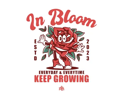 In Bloom apparel artwork bandmerch branding cartoon characterdesign cute design drawing flower illustration logo mascotdesign merch design merchandise merchband nature rose streetwear vintage