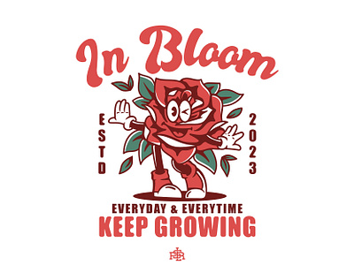 In Bloom apparel artwork bandmerch branding cartoon characterdesign cute design drawing flower illustration logo mascotdesign merch design merchandise merchband nature rose streetwear vintage