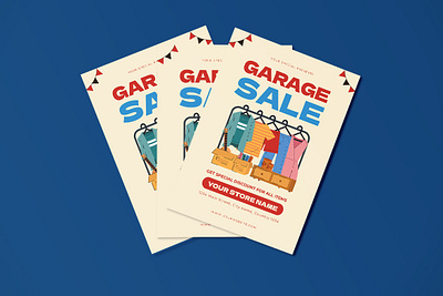 Garage Sale Flyer Set ai branding clothes design discount flyer flyer poster furniture garage garage sale graphic design house illustration market offer price psd sale sales sell