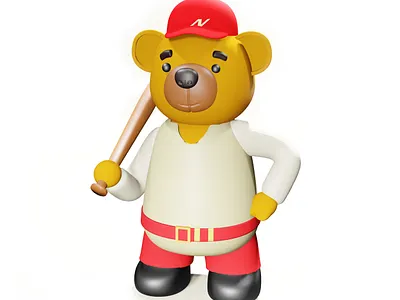 Teddy bear baseball player office