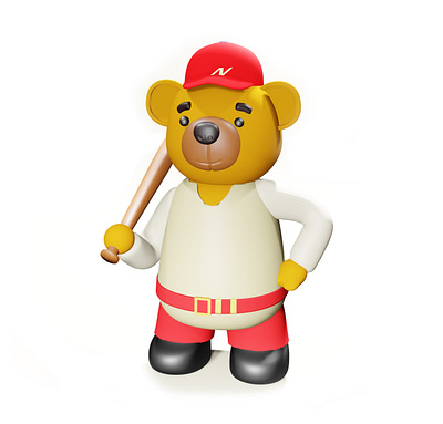 Teddy bear baseball player office