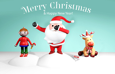 3D rendering of New Year and Christmas cards new