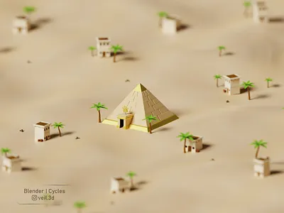 Pyramid Isometric 3d 3d illlustration 3d render desert illustration isometric landscape low poly palm pyramid sand