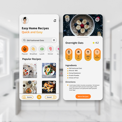 Recipe App app branding design graphic design typography ui ux