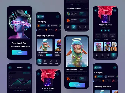 NFT Mobile App 2023 treands app app design application auction bid blockchain branding color creative market design illustration logo nft platform trends ui ux