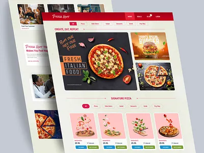 Pizza Hut- Restaurant Landing Page bar cafe coffee shop cooking delivery food food and drink food delivery food delivery app homepage landing page menu mobile app order parcel pizza restaurant uiux web design website