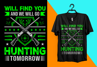 HUNTING T-SHIRT DESIGN appearel clothing creative custome design eye catching t shirt design graphic design hintign hunter t shirt design hunting t shirt design typoggraphy t shirt design typography