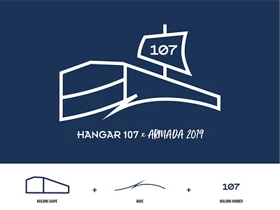 107xArmada. boat branding design graphic design hangar illustration logo sail boat storage building vector water