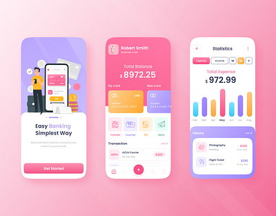 Easy Banking Mobile App UI Design app app design app ui design banking app banking app ui design easy banking landing page ui mobile app mobile banking money transfer ui ui design ui ux ui ux design