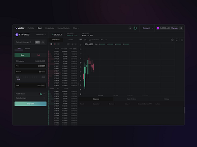 Vertex - Account pins crypto dapp defi fintech microinteraction perpetual spot trading ux