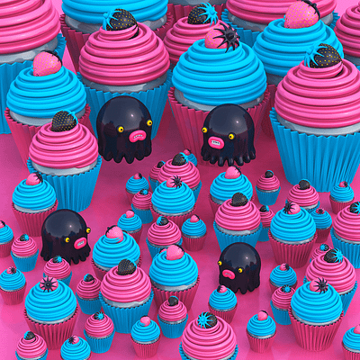 Cupcakes love 3d 3d art 3d illustration 3d monsters character characters design creatures illustration monsters