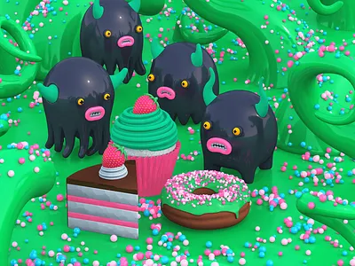 Guarding closely the sweets 3d 3d art 3d illustration 3d monsters character characters design creatures illustration monsters