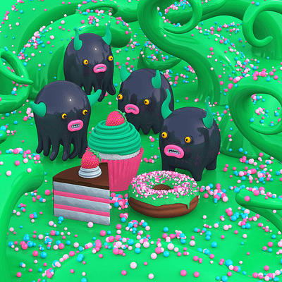 Guarding closely the sweets 3d 3d art 3d illustration 3d monsters character characters design creatures illustration monsters