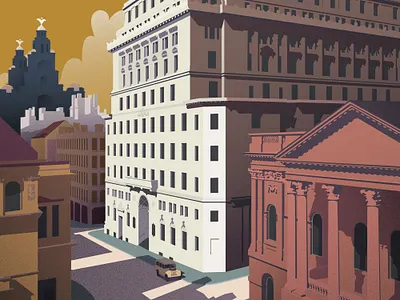 Liverpool Architecture Illustration architecture artdeco buildings city cityscape construction illustration liverpool lukas novotny skyline skyscrapers streets town