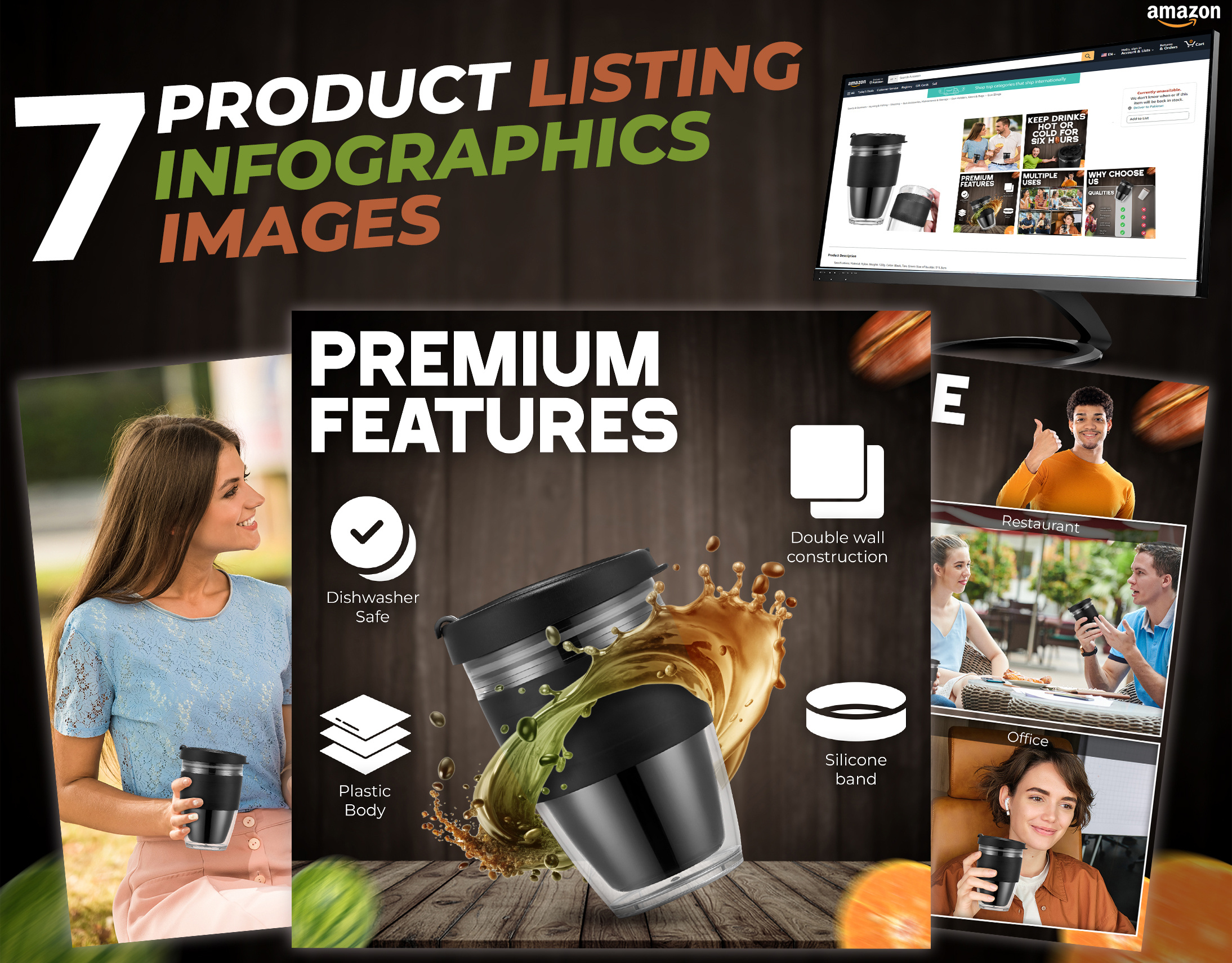 Joycup Travel Mug a content amazon amazon listing ebc graphic design infographic listing listing images product design product listing