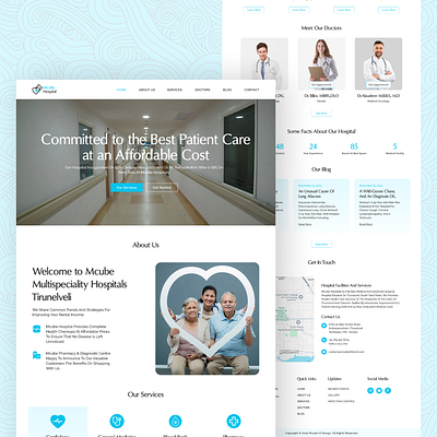 Modern Hospital Website UI Design branding figma healthcare web design hospital hospital web design landing page landing page design ui vector web web design website website development