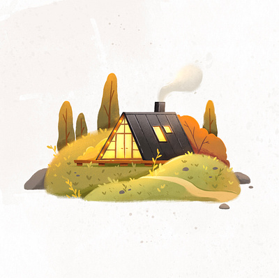 House illustration landscape