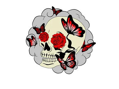 Skull and Butterflies butterflies custom custom art design digital art illustration skull