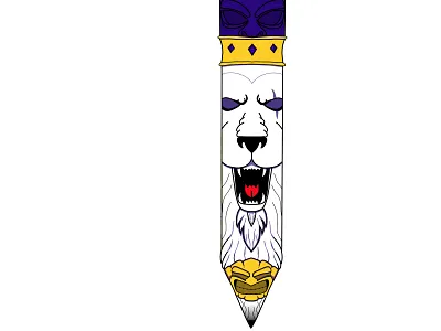 Leon Blanco Tiki Pencil custom custom art design digital art illustration lion logo pencil purple white