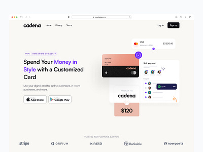 Landing Page - Cadena Virtual card card cryptocard design figma figmaafrica landingpage ui ux virtualcard website