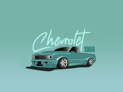 1968 Chevrolet C10 Pickup Truck Model - Blockbare 1968 art blue bockbare branding c10 chevrolet creative design digitalart graphic design illustration logo sketching truck tshirt vibe