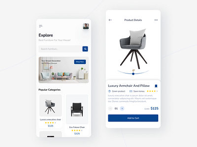 Furniture Ecommerce App - Mobile app app app design concept app e commerce ecommerce shop furniture furniture app furniture store interior mobile app mobile app design online shop online store commerce product design shop store ui ui ux design uiux web design