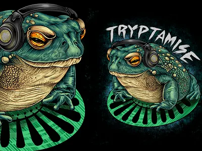 Tryptamise animal illustration animals branding design frog frog illustration gamer gaming graphic design headset illustration logo logo design mascot twitch vector