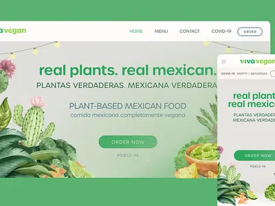 viva vegan - Website Design for Mexican Restaurant branding illustration interface ui ui design ui ux ux ux design website website design
