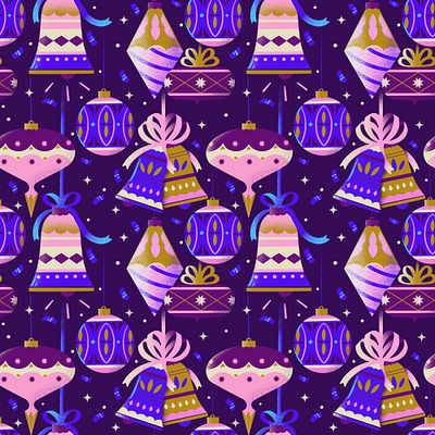 MID CENTURY MODERN HOLIDAY ORNAMENT PATTERN ILLUSTRATION christmas ornaments digital art digital illustration flat art style holiday ornaments mid century mid century modern retro art shape design surface design surface pattern illustration vintage ornaments