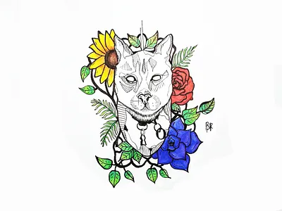 Cat design drawing graphic design illustration tattoo