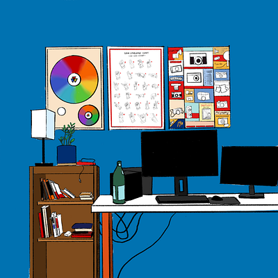 Off-Hours Work Station design drawing illustration procreate still life surroundings
