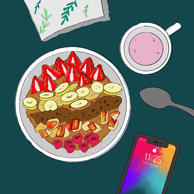 Breakfast design digital illustration drawing food illustration procreate still life surroundings