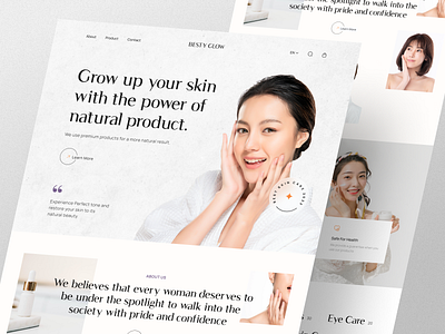 Besty Glow - Cosmetics Landing Page beauty beauty clinic beauty website body care cosmetics cosmetics store cosmetology creative elegance hair care makeup minimal salon shop skin skin care store ui web website design