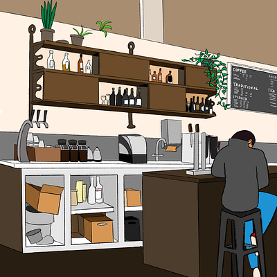Ipsento coffee design drawing illustration people procreate still life surroundings
