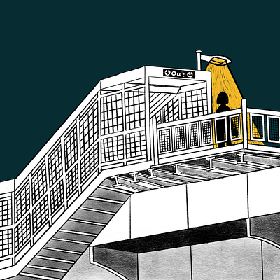Irving Park Brown Line Stop design digital illustration drawing illustration light night time procreate public transportation surroundings train