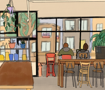 Dollop Coffee coffee coffee shop design digital illustration drawing illustration procreate sketch surroundings