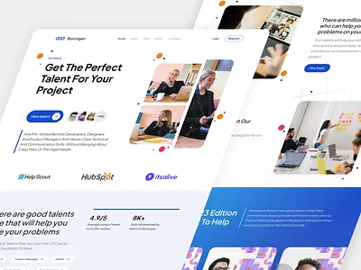 Borongan - landing page blue design freelance hire designer hire freelancer hiring jobs landing page office part time post a job project simple ui uiux upwork ux web design website design work