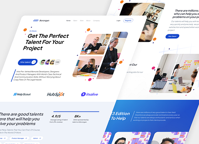 Borongan - landing page blue design freelance hire designer hire freelancer hiring jobs landing page office part time post a job project simple ui uiux upwork ux web design website design work